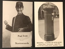Newtownards 2 Postcards Postman Frances Street Victorian Pillar Box
