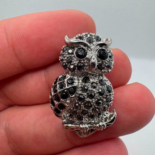 Vintage black crystal owl - crystal,