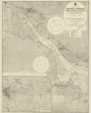 VINTAGE ADMIRALTY CHART. No.114d FIRTH of FORTH. PORT EDGAR to STIRLING 1925 Edn