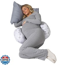 Boppy Side Sleeper Pregnancy Pillow, Gray Falling Leaves, Portable, Supportiv