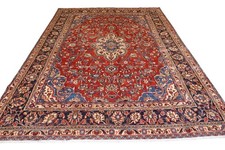 Handmade Large Vintage Wool Rug 334 X 247 Cm Red Oriental Medallion Carpet