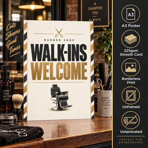Walk ins welcome barber - walk-ins, a3