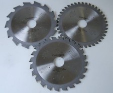 3 PK 165mm TCT CIRCULAR, MITRE, CHOP, BENCH SAW BLADES