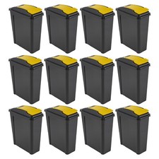 12 x 25L Tall Slimline Kitchen Bin Recycle Plastic Dustbin With Lid Waste Paper