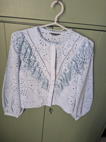 Zara blue frill blouse - zara,
