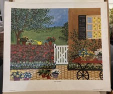 Kate Crosland, “Tea Garden” signed print 786/1000 Hand Signed 1976 VTG Artist
