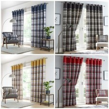 Tartan Check Eyelet Curtain