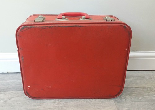 Red vintage 1960s suitcase - vintage,