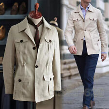 Mens 100% Linen Safari Jacket