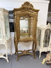 French Style Handcrafted Ornate Glass Display Cabinet – Antique Gold Finish
