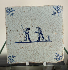 17th Century Delft Tile - Children Playing Games, Antique Salvage
