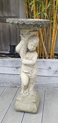 Bird bath cherub statue - bird,