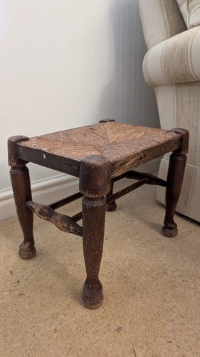 Antique woven rush seat - rush,