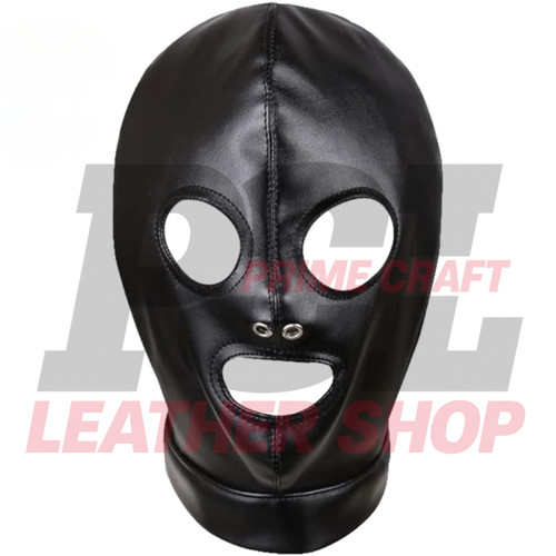 Black leather full hood - black,