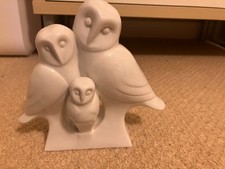 WHITE CERAMIC OWLS