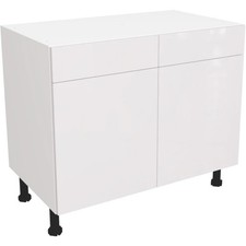 Fully Assembled Kitchen 1000mm Base Unit Gloss White Drawer Line Base Cabinet