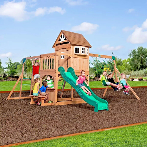 Wooden swing set outdoor - wooden,