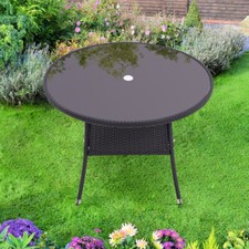 Garden Rattan Tempered Glass Top Patio Table In/Outdoor Bistro Pub Dinning Table