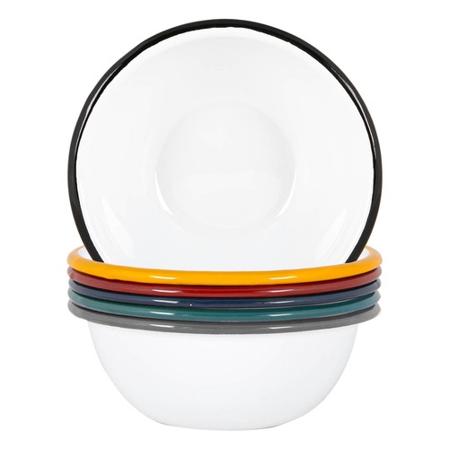 White enamel bowls 16cm - white,