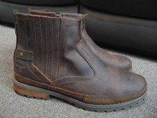 Men's Caterpillar Rivingston Brown Waxed Leather Zip Chukka Boots Size 44 UK 10