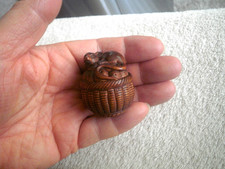 Hand Carved wood netsuke mouse