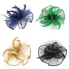 Flower Feather Headdress Mesh Barrettes Hair Top Hat Accessories Veil Bridal