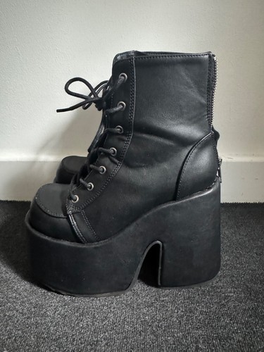 Demonia platform lace black - lace, up