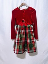 Bonnie Jean Girls  (size 16)  2Piece Cardigan Red Plaid Dress Christmas