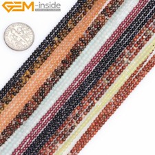 Assorted Gemstones Round Tiny Small Spacer Beads Jewelry Making 15" 2mm 3mm 4mm