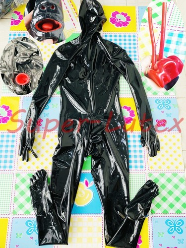 Men latex catsuit with 15cm - with,