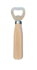 Stainless steel bottle opener with solid wooden handle - Hand beer cap opener