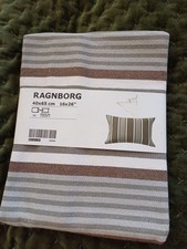 IKEA Grey Striped Pillow Cushion Cover 16" x 26" 40 x 65cm RAGNBORG 100% Cotton