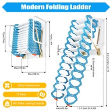 Folding Loft Ladder Stair Attic Ladder Wall Mounted Loft Wall Ladder Stairs Step