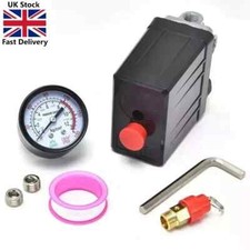 Pressure Gauge Safety Valve Set + Air Compressor Pressure Switch Single Phase UK