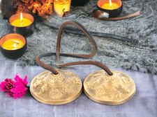 Bronze Tingsha Cymbals 8 Auspicious Signs Tibetan Meditation Altar Bells