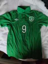 Vintage Republic of Ireland Football Shirt No.9 Soccer Jersey Adidas Rare Small