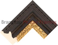 99mm Wide Black/Gold Reverse Wood Picture Frame Moulding