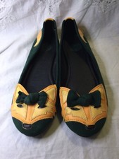 TUK Red Fox Green Ballet Ballerina Flats Shoes Sz 7 Vegan Face