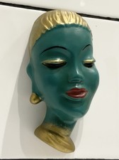 STUNNING~GOEBEL STYLE~MID-CENTURY~HEAD~BUST~PLAQUE~GREEN~TRETCHIKOFF J H LYNCH