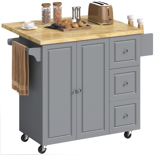 Homcom rolling kitchen island - rolling,