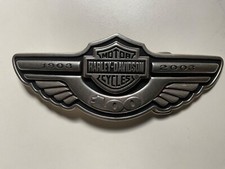 Harley-Davidson 100th Anniversary belt buckle.Bar&Shield Wing.Antique nickel.