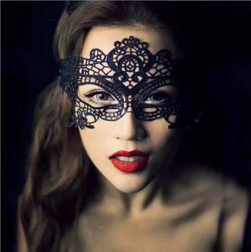 Black soft lace eye mask - lace,
