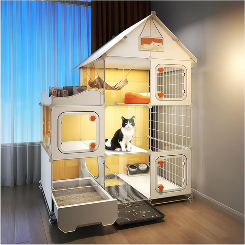 Indoor cat cage with litter - indoor,