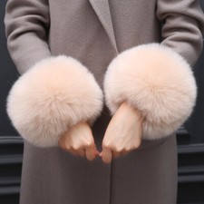 Womens Faux Fur Fluffy Wristband Wrist Cuffs Warmer Plush Fur Sleeve Gloves New