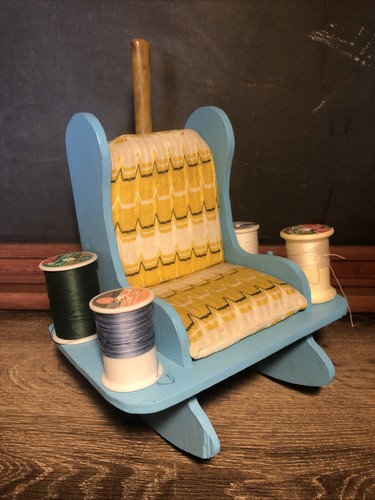 Vintage wooden blue rocking - vintage,
