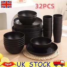 32PCS/SET Black Dinnerware