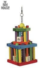HAPPYPET BUILDING BLOCK MAZE COLOURFUL WOODEN LARGE PARROT CAGE TOY MACAW GREY 