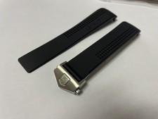 20mm tag heuer black rubber watch strap with stainless steel deployment clasp