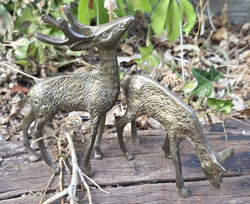 Vintage brass deer - vintage, figurines
