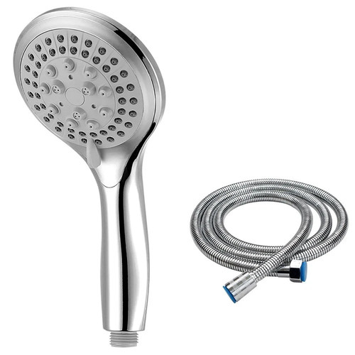 Chrome shower head - head, hose